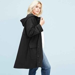 Eileen Fisher Hooded A-Line Jacket Sz M Black